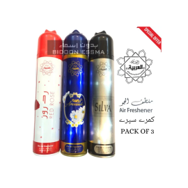 Red Rose Air Freshener Aroosahl Silva Al Arabia 3-Pack 300ml for Home and Office