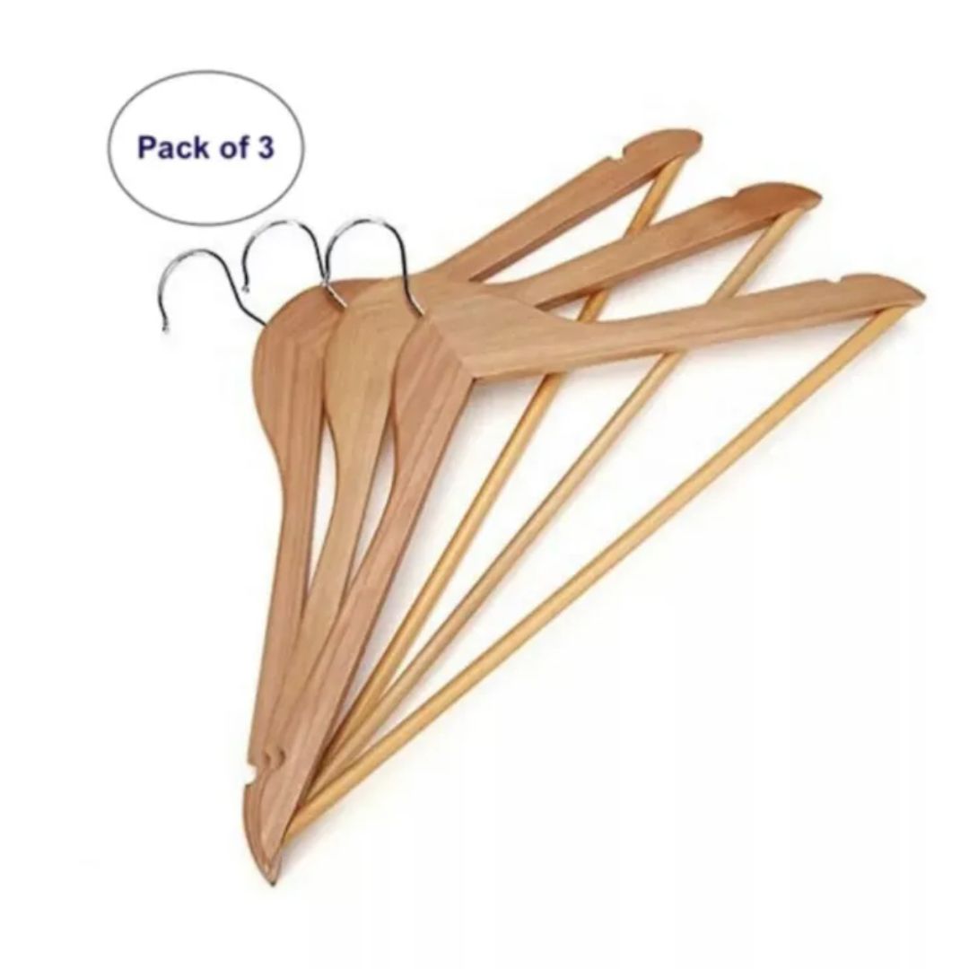 Pack Of 3 Wooden Suit Hangers 